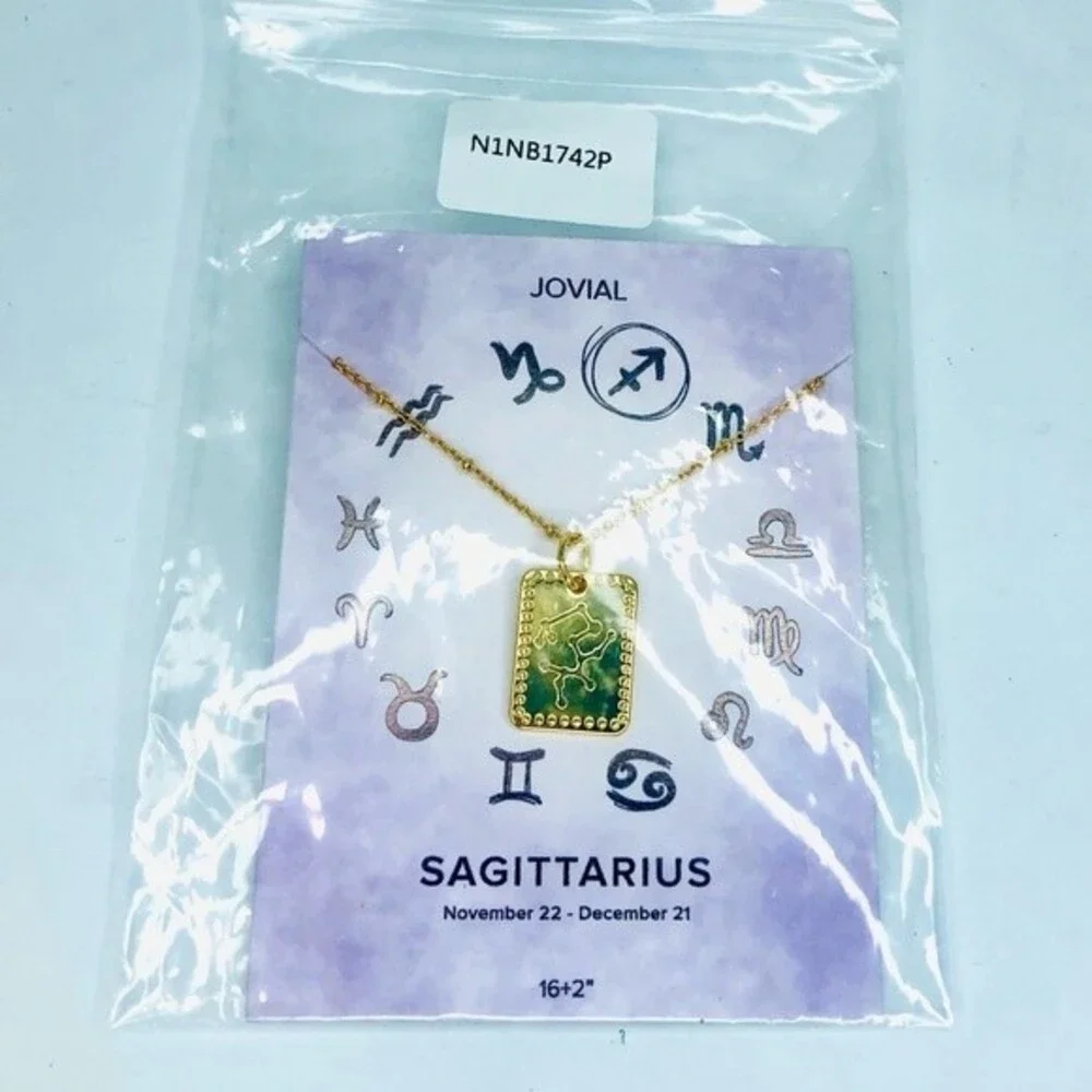 NEW 14K Goldplated Zodiac Tag Necklace Sagittarius NWT by Sterling Forever